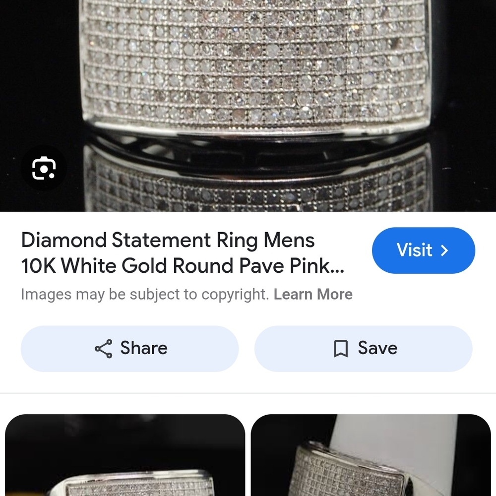 Men's Silver Diamond Statement Ring